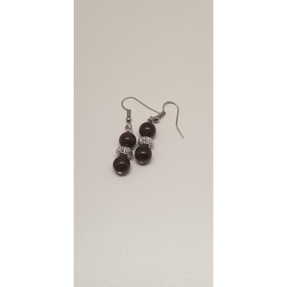 Handmade Garnet Bead Earrings with Silver Spacers Elegant Gemstone Dangles